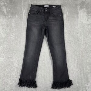 Judy Blue Cropped Jeans Womens‎ 7/28 (26x23.5) Black Frayed Hem Stretch Denim